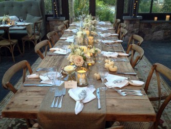 Farm table in the Solarium